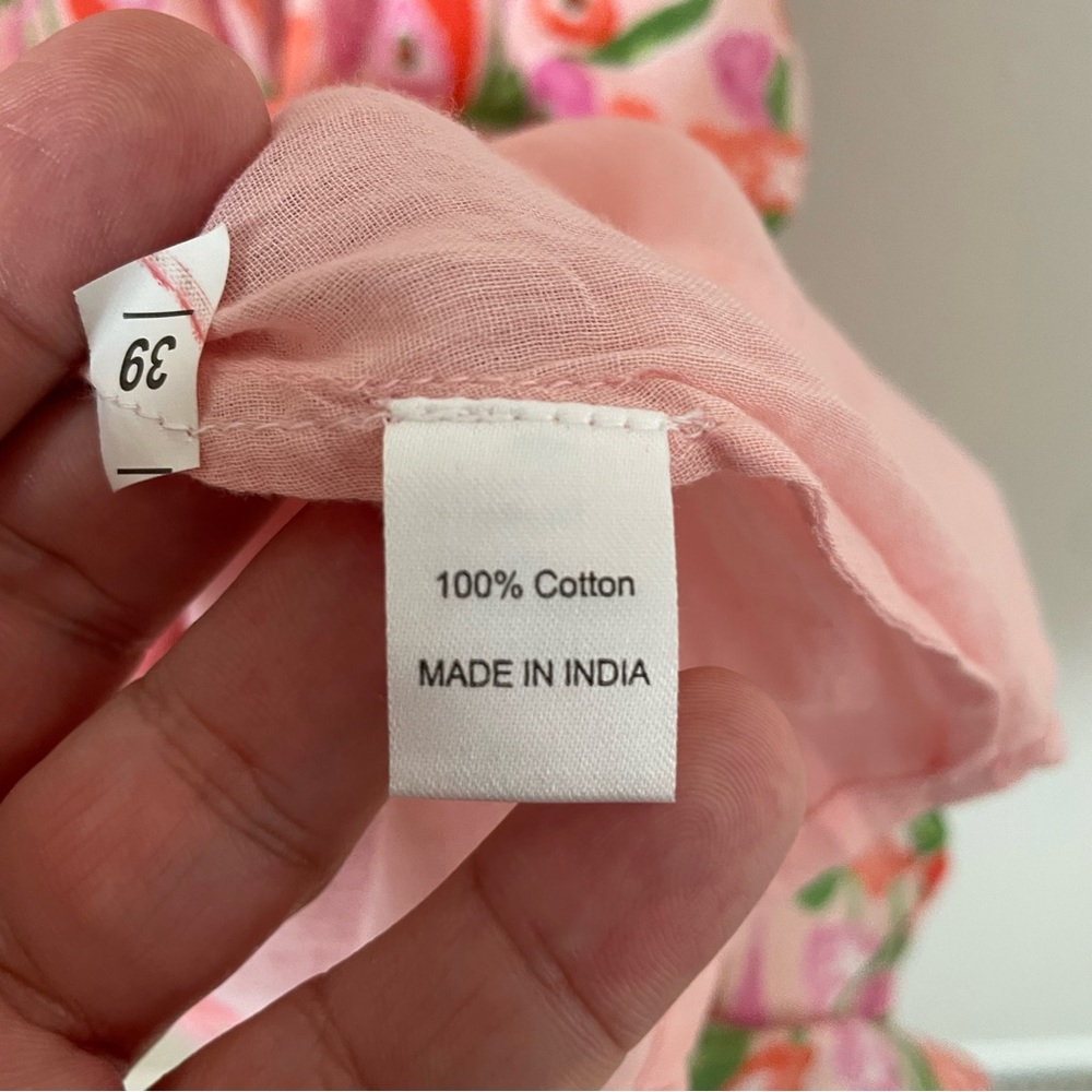 Banjanan Pink Green Floral Ellian Dress Flutter Cap Sleeve Size Small - Picture 12 of 12